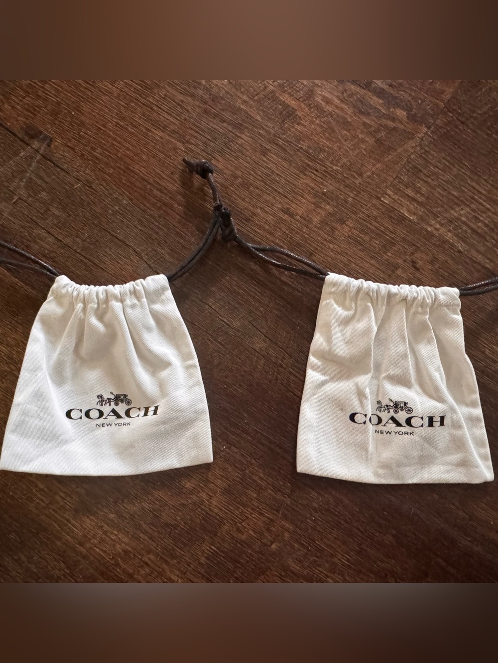 Lot of 2 Coach New York Small Drawstring Dust Bags Jewelry Accessory Storage